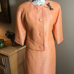 Orange-salmon skirt suit 3/4 sleeves! Gorgeous!